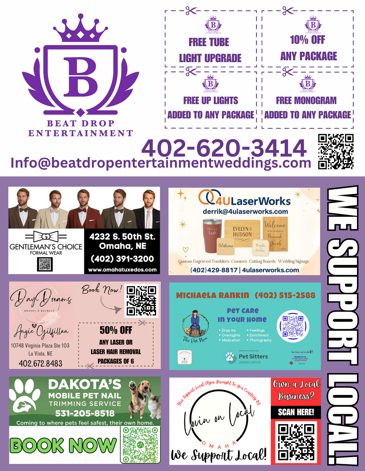 Support Local Coupon Flyer Ad Space- Beat Drop Entertainment Wedding DJ