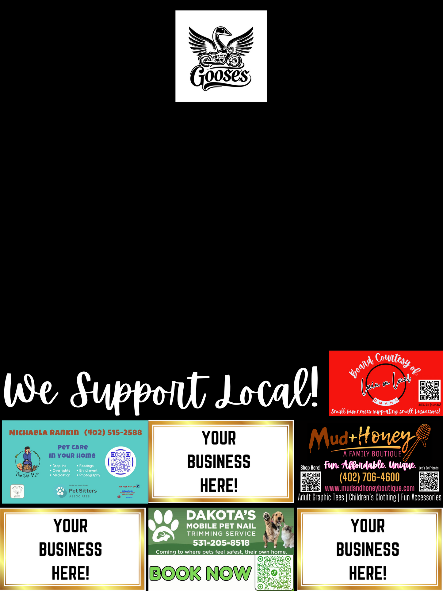Support Local Board Ad Space- Goose's Bar & Grill #2