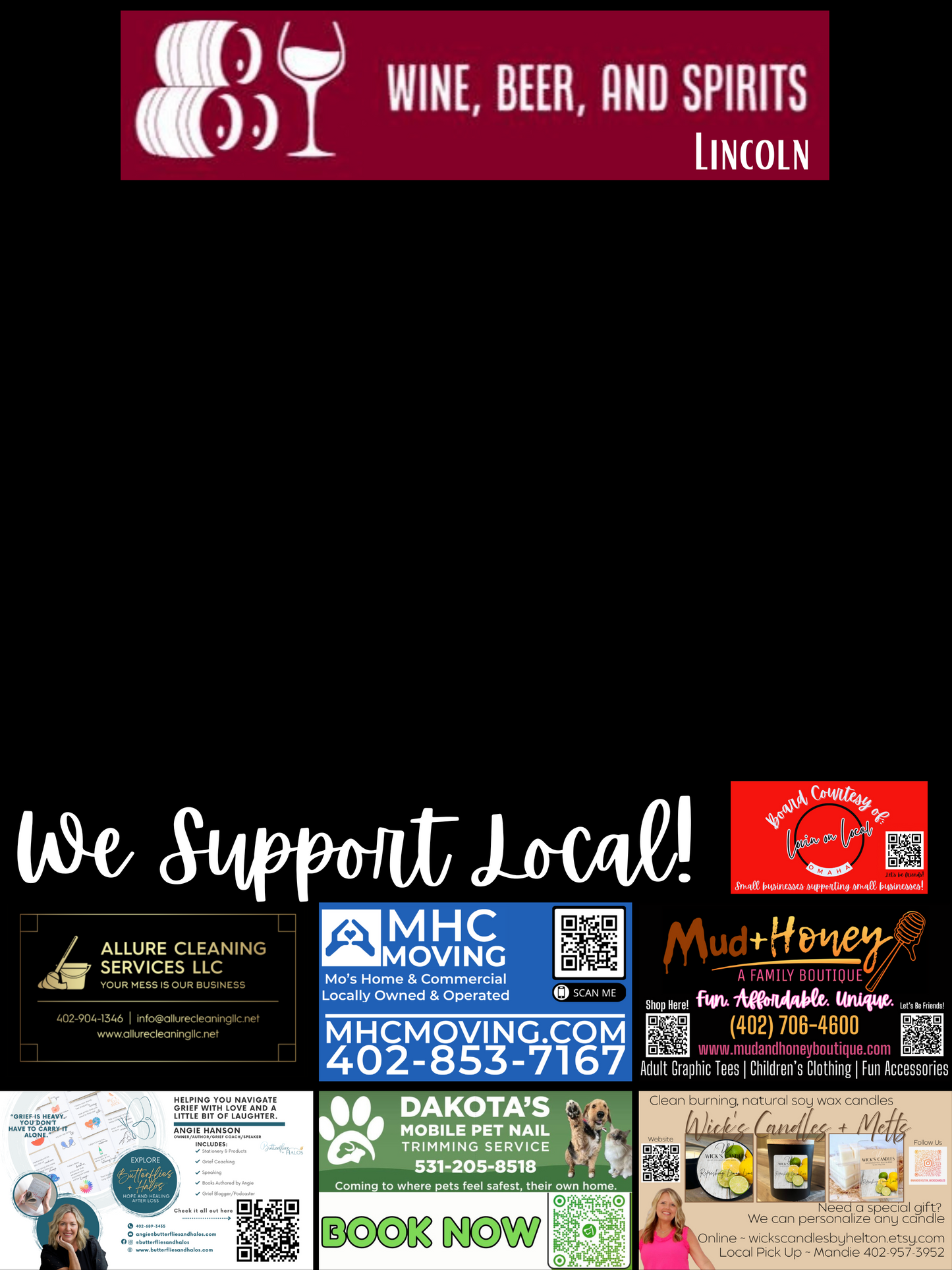Support Local Board Ad Space- Wine Beer and Spirits Lincoln
