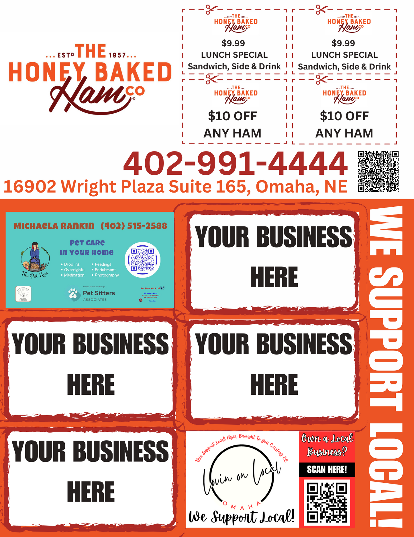 Support Local Flyer Ad Space- The Honey Baked Ham Company