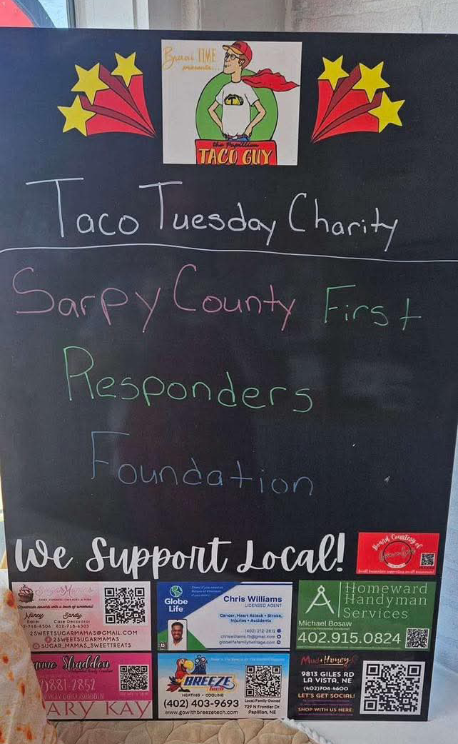 The Papillion Taco Guy Support Local Board and Flyers
