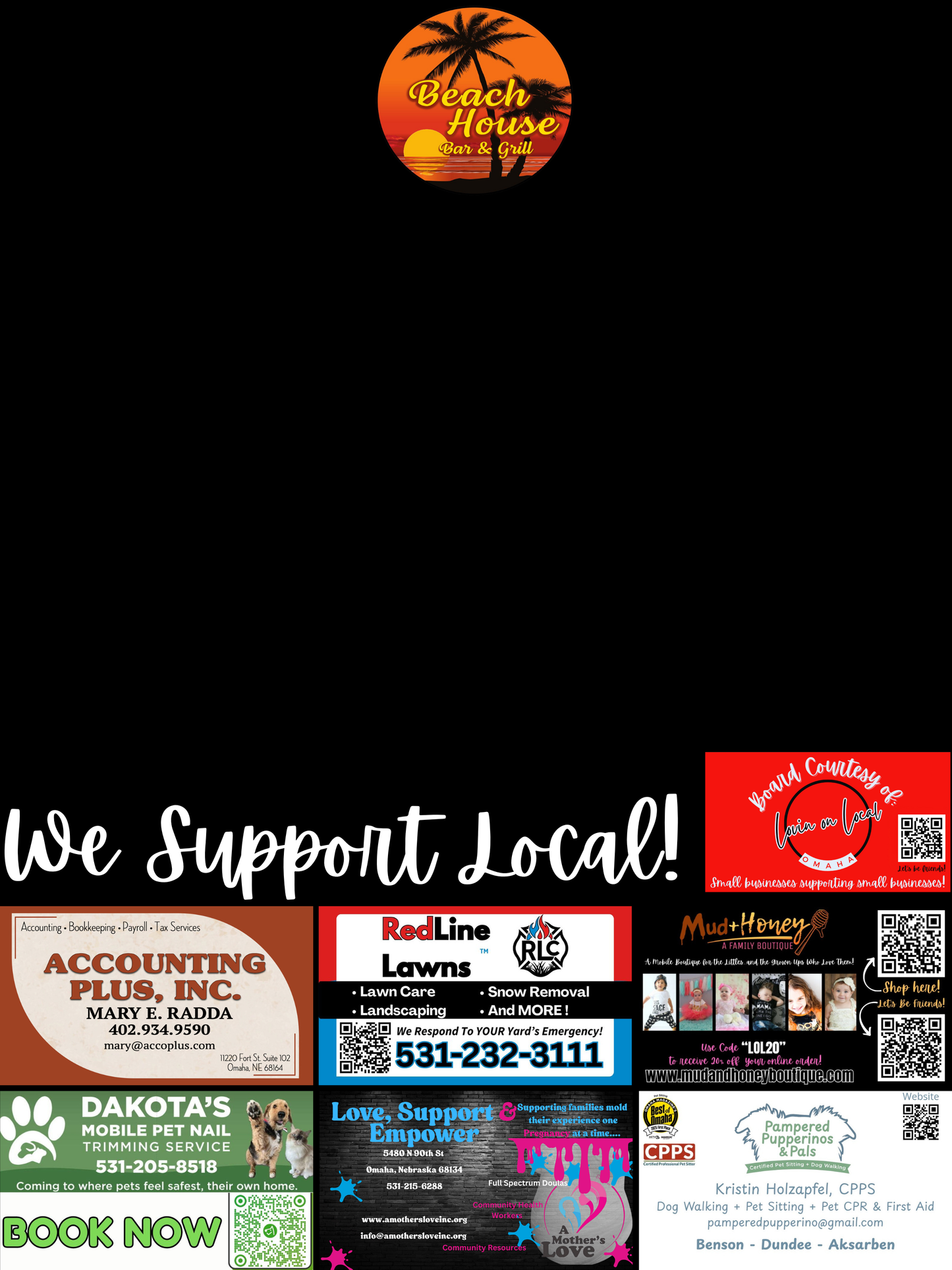 Support Local Board Ad Space- Beach House Bar & Grill 2