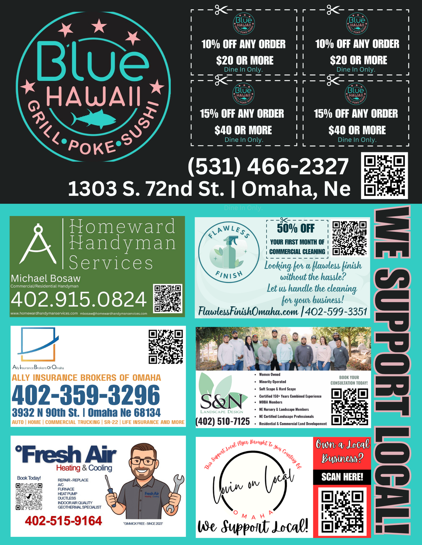 Support Local Flyer Ad Space- Blue Hawaii
