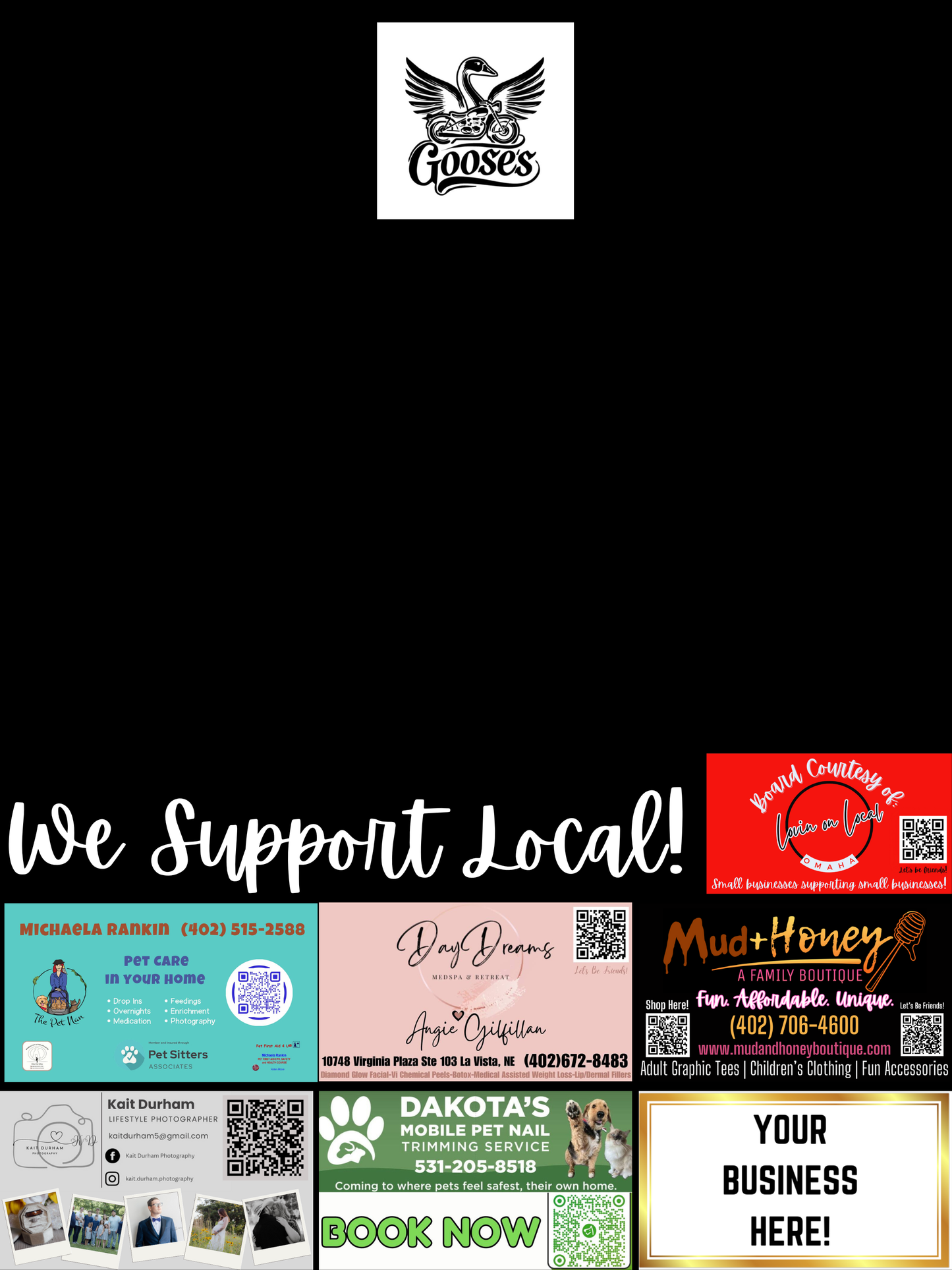 Support Local Board Ad Space- Goose's Bar & Grill #2