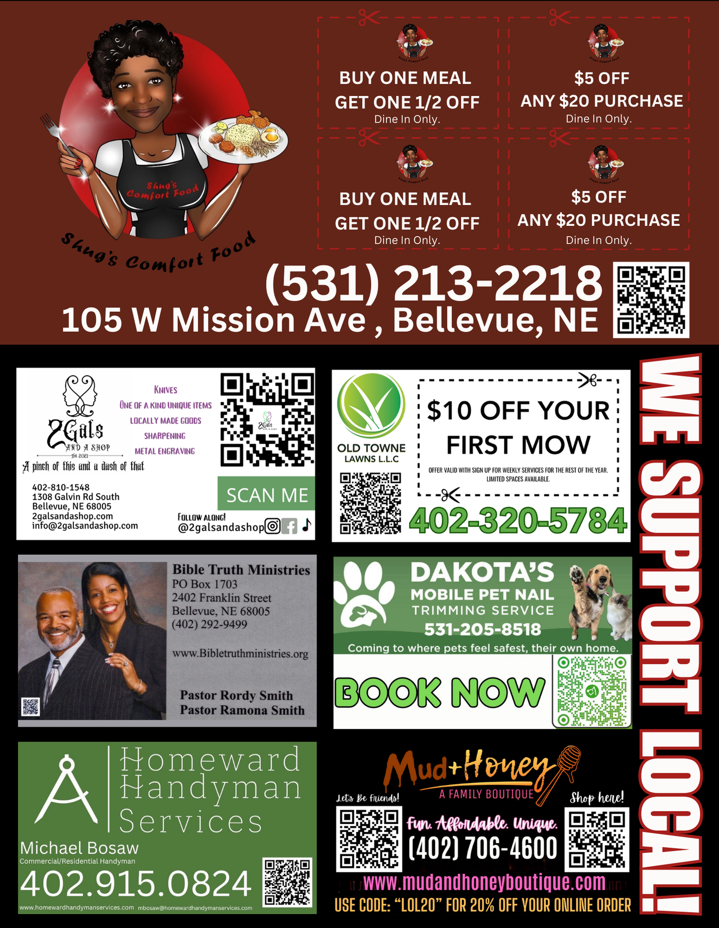 Support Local Flyer Ad Space- Shug's Comfort Food