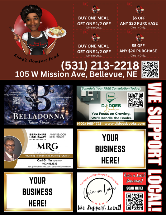 Support Local Flyer Ad Space- Shug's Comfort Food
