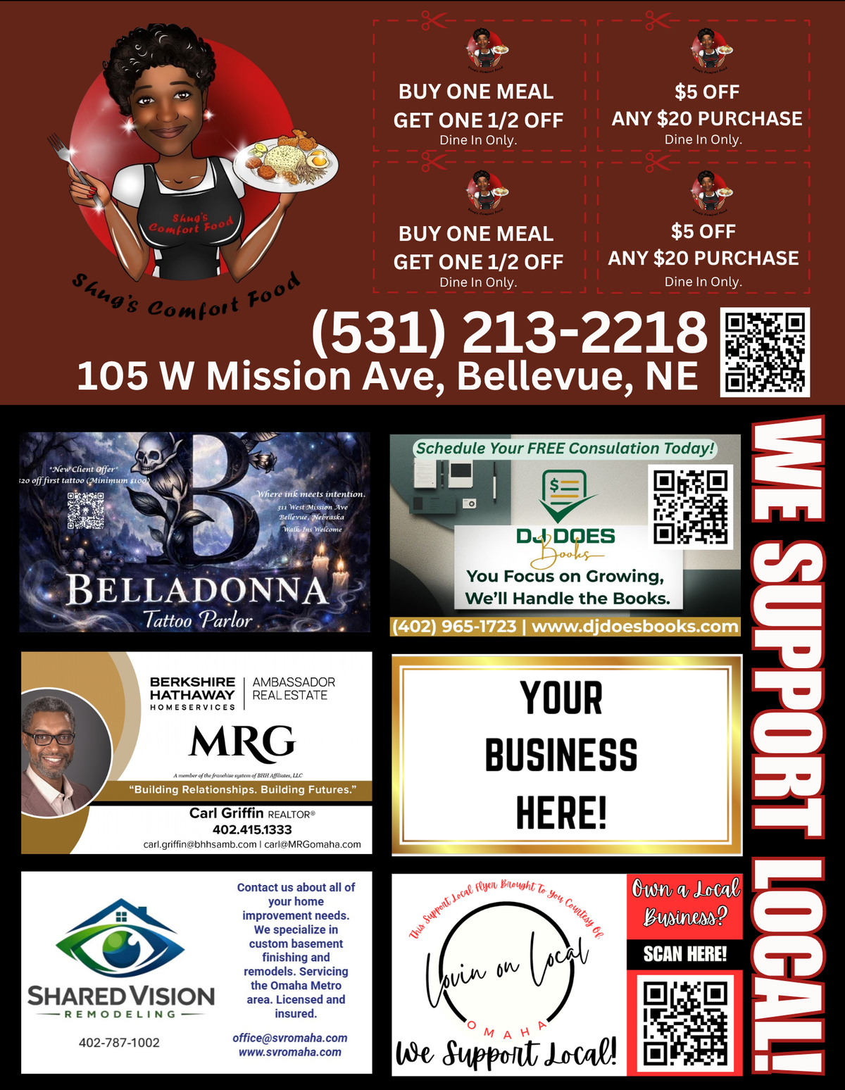 Support Local Flyer Ad Space- Shug's Comfort Food