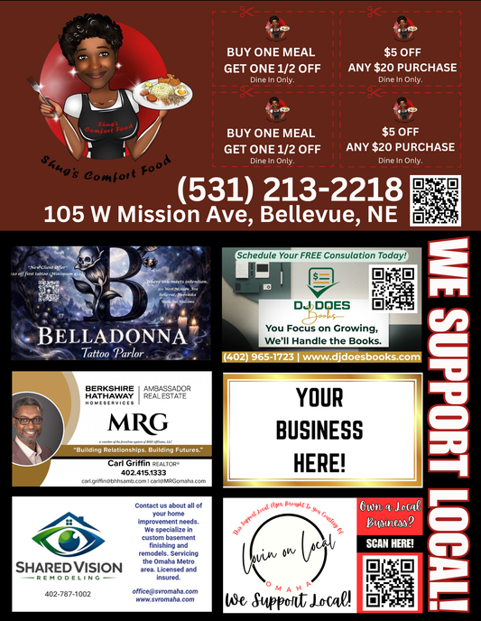 Support Local Flyer Ad Space- Shug's Comfort Food