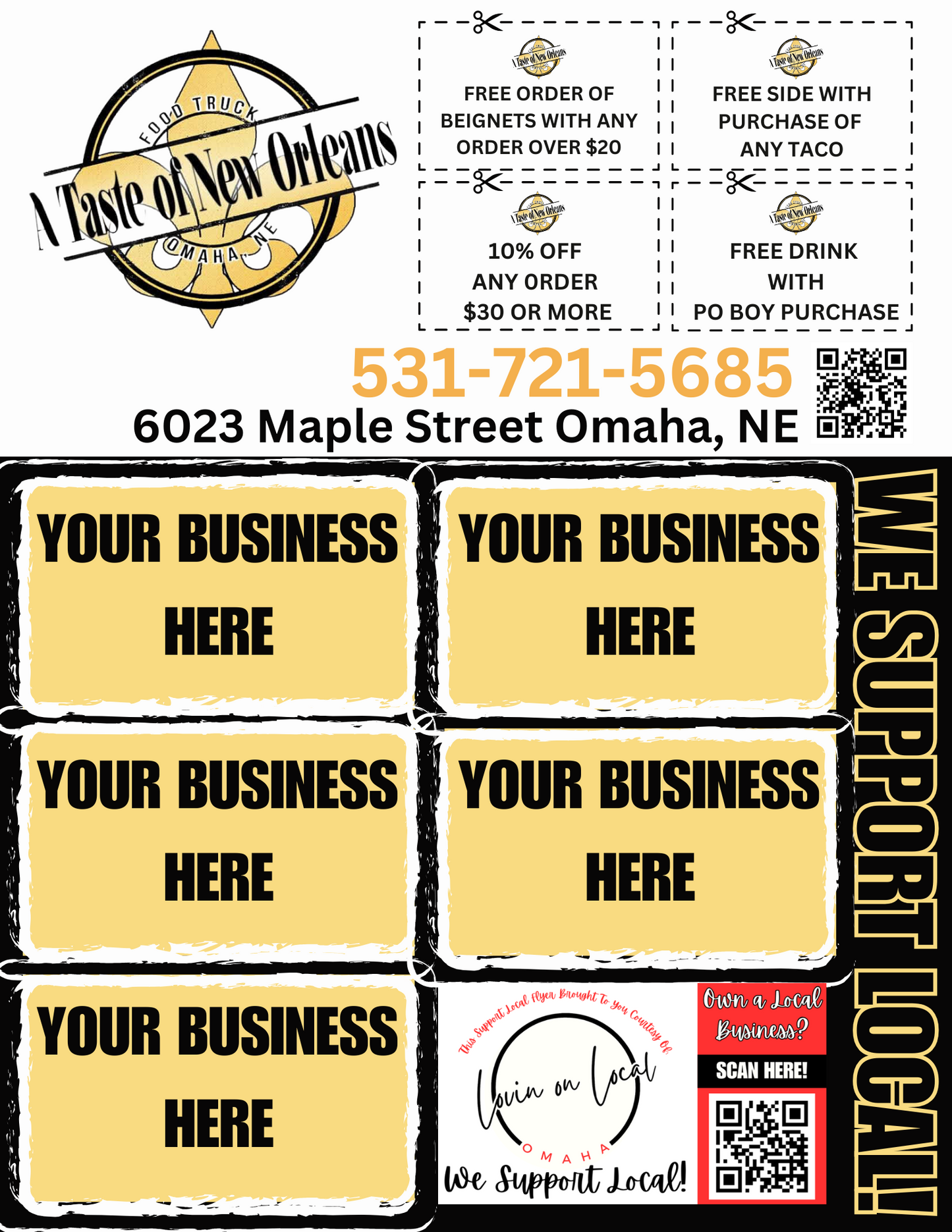 Support Local Flyer Ad Space- A Taste of New Orleans