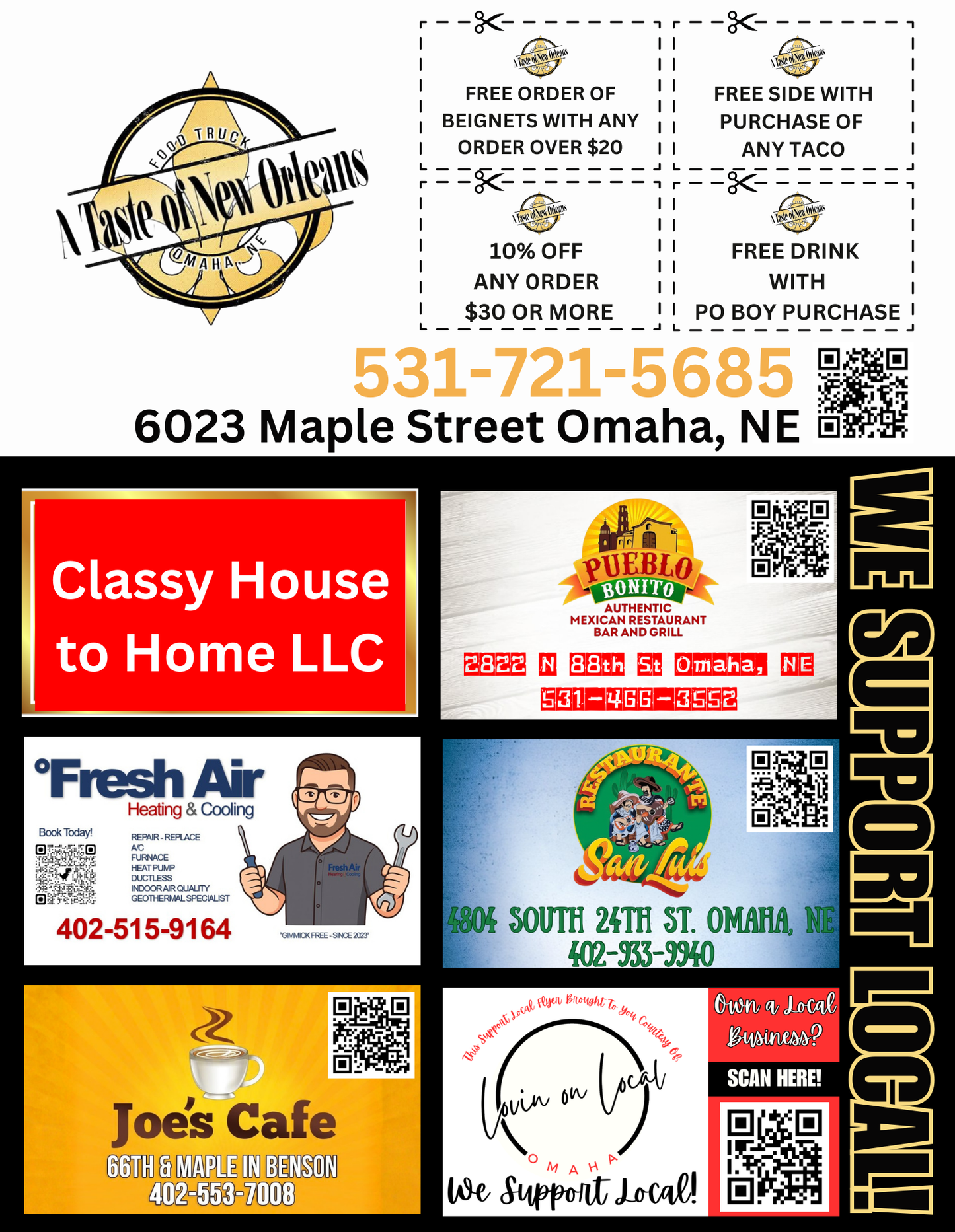 Support Local Flyer Ad Space- A Taste of New Orleans