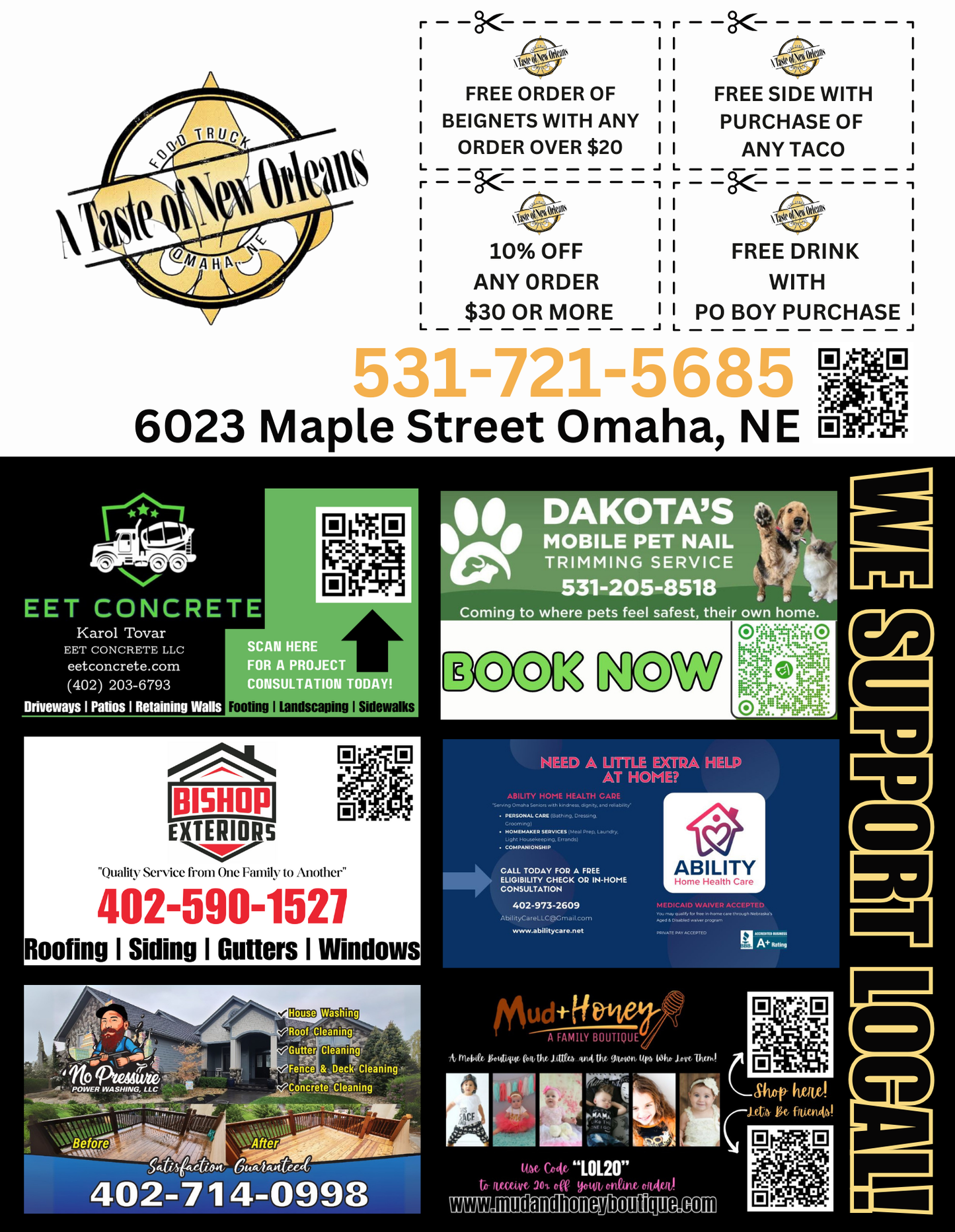 Support Local Flyer Ad Space- A Taste of New Orleans