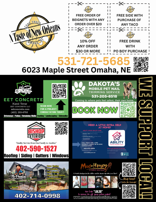 Support Local Flyer Ad Space- A Taste of New Orleans