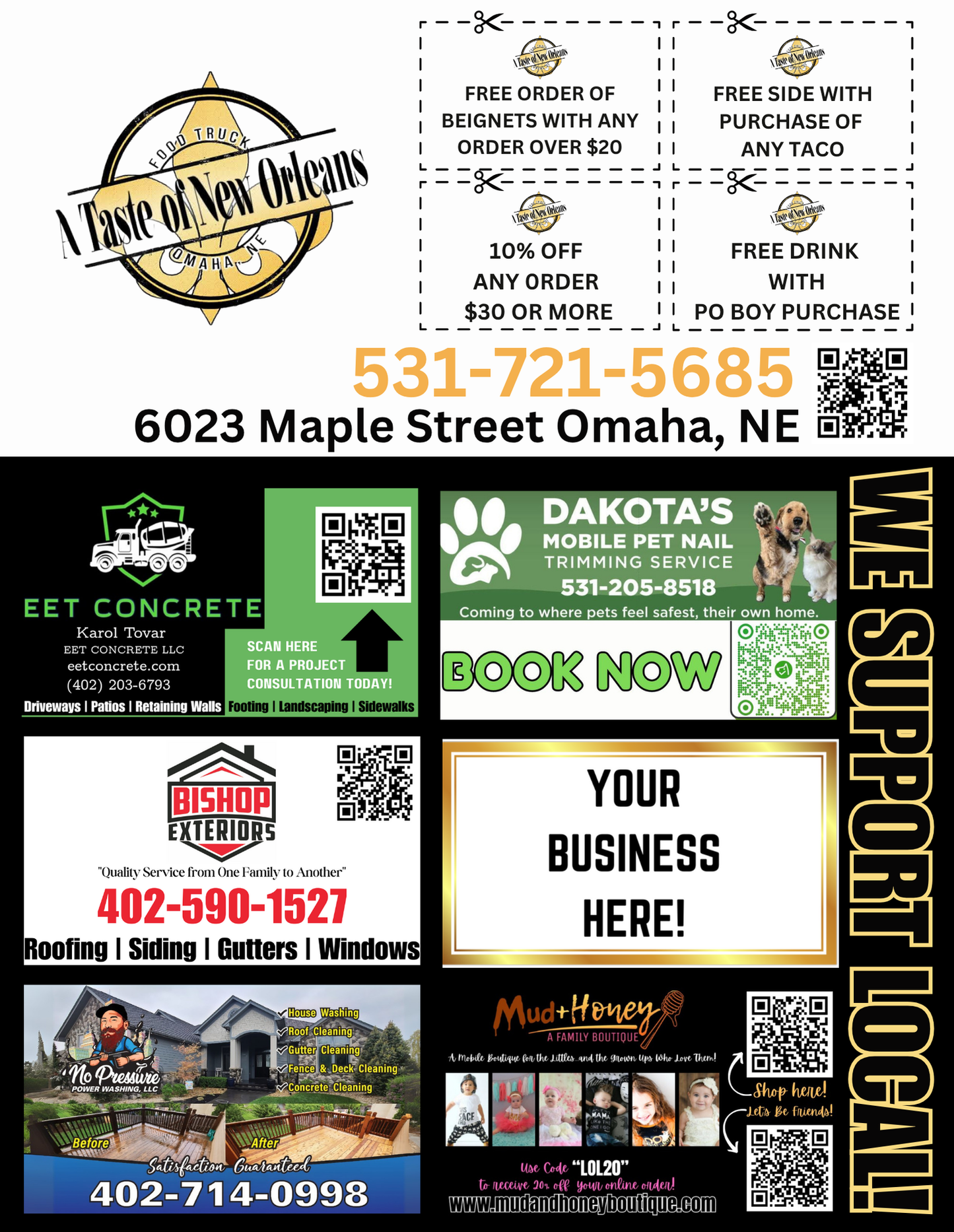 Support Local Flyer Ad Space- A Taste of New Orleans