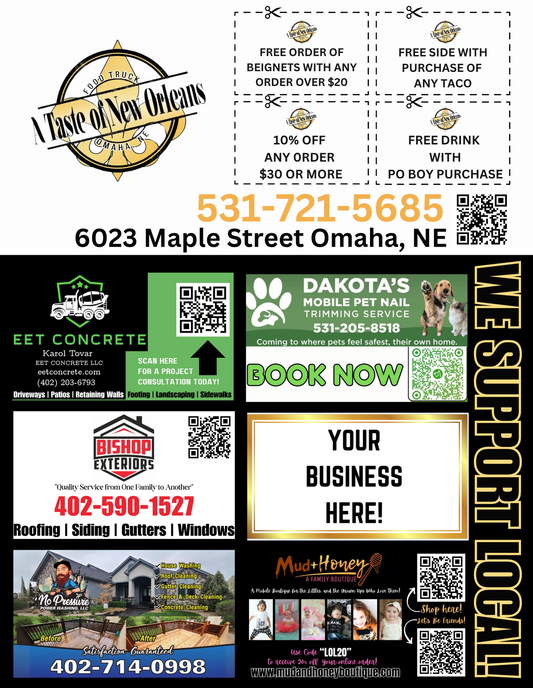 Support Local Flyer Ad Space- A Taste of New Orleans