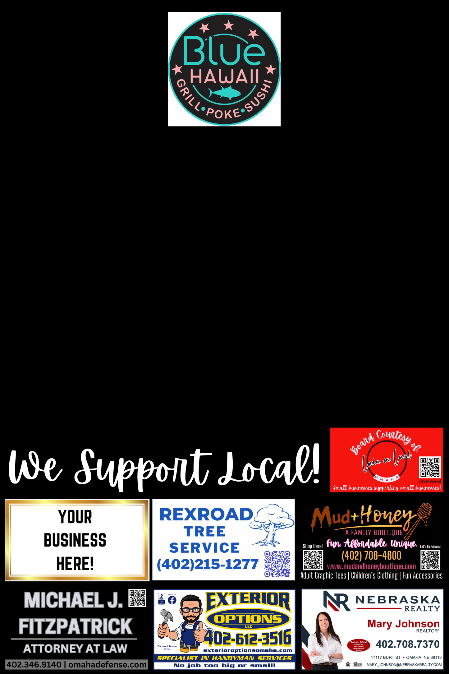 Support Local Board Ad Space- Blue Hawaii