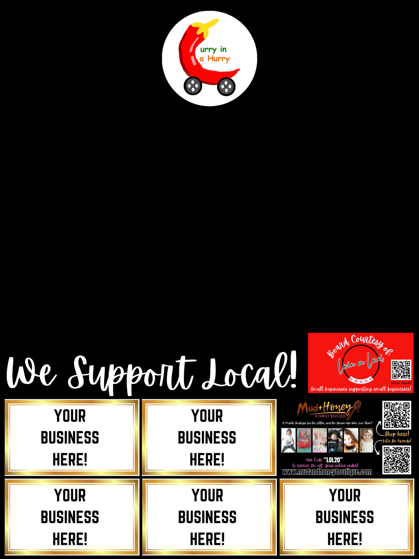 Support Local Board Ad Space- Curry in a Hurry