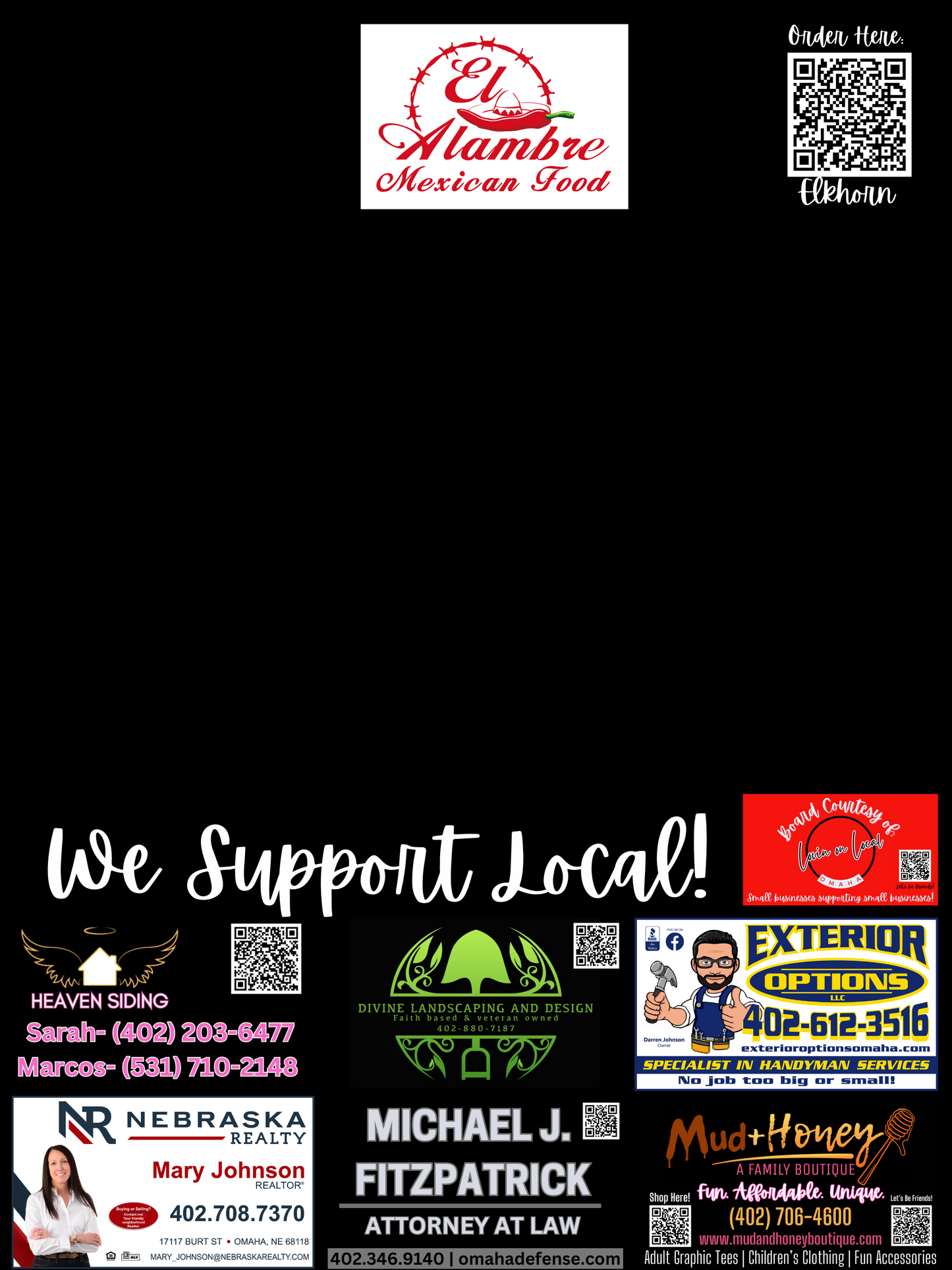 Support Local Board Ad- El Alambre Mexican Food Elkhorn