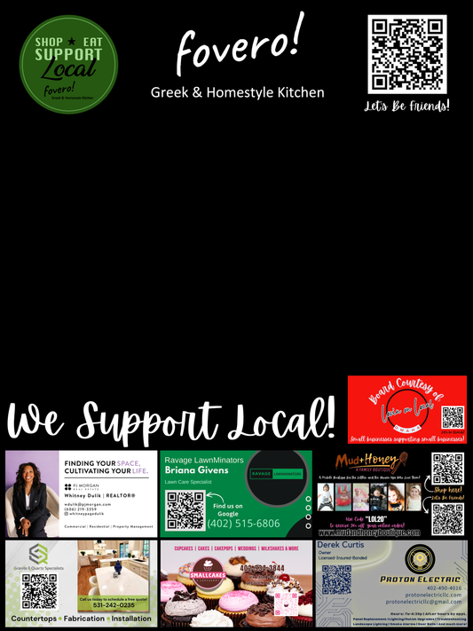 Support Local Board Ad Space- Fovero Greek & Homestyle Kitchen