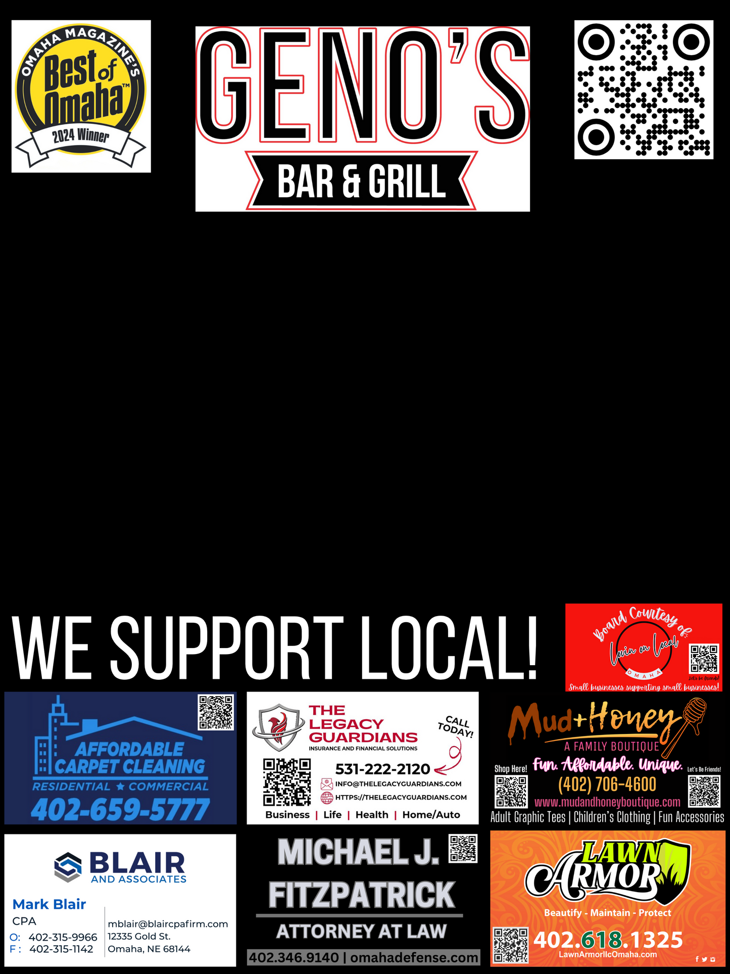 Support Local Board Ad Space- Geno's Bar & Grill