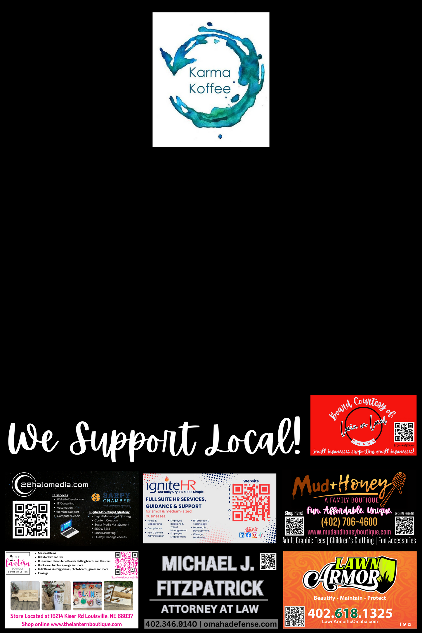 Support Local Board Ad Space- Karma Koffee