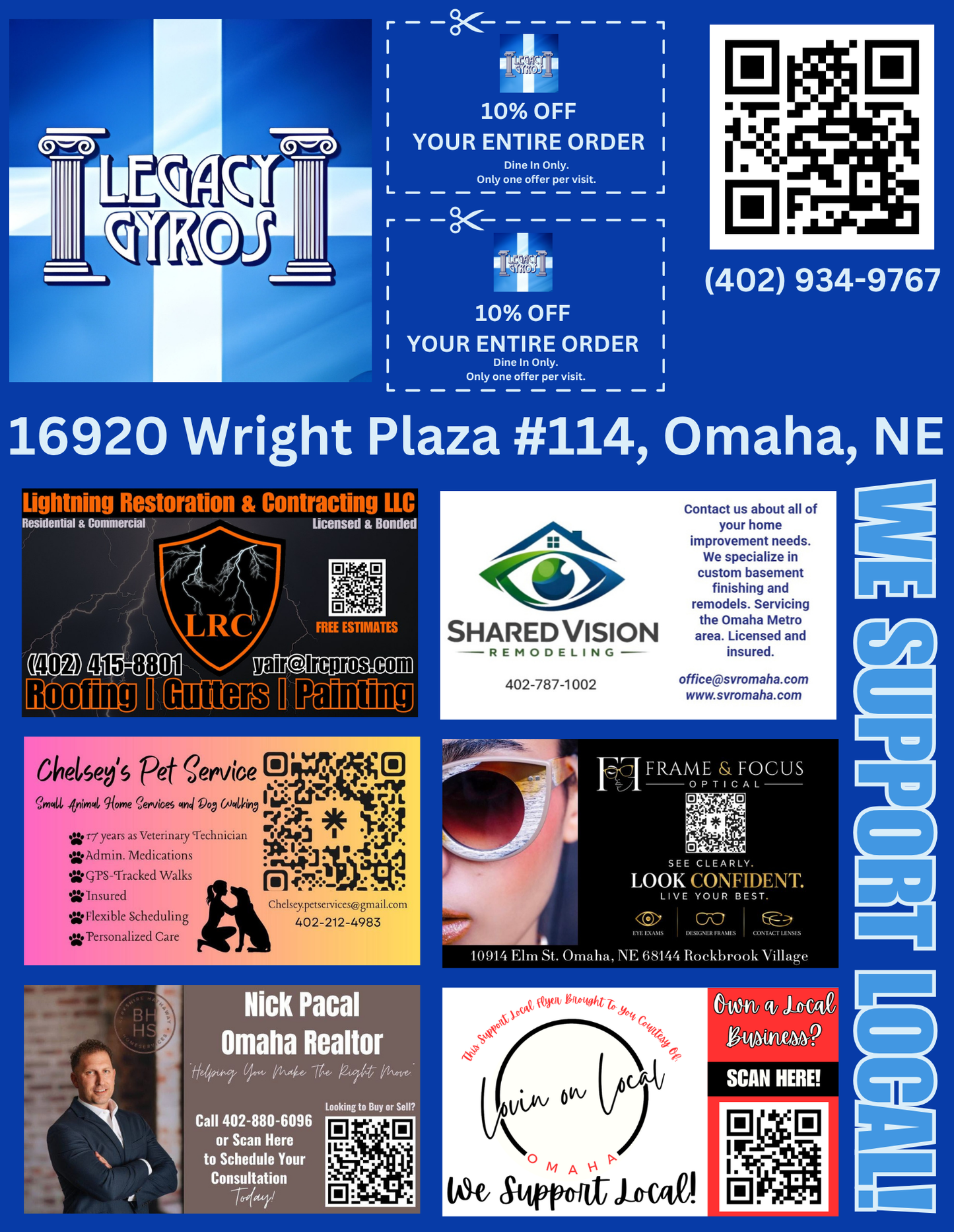 Support Local Coupon Flyer Ad Space – Legacy Gyros
