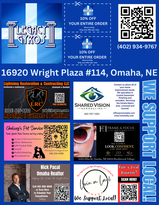 Support Local Coupon Flyer Ad Space – Legacy Gyros
