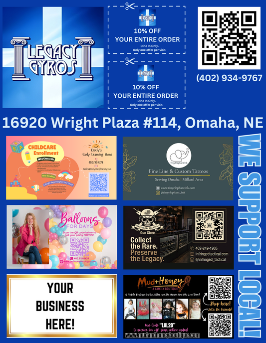 Support Local Coupon Flyer Ad Space – Legacy Gyros