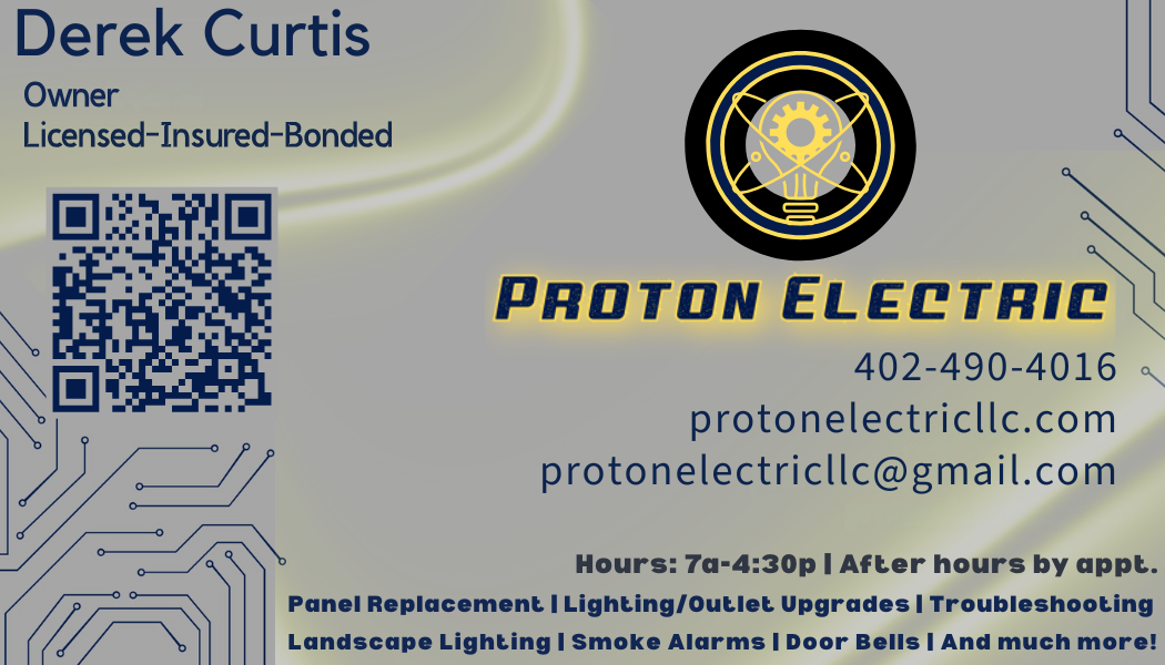Proton Electric – Licensed, Insured & Bonded Residential + Small Commercial Electrician in Omaha, NE