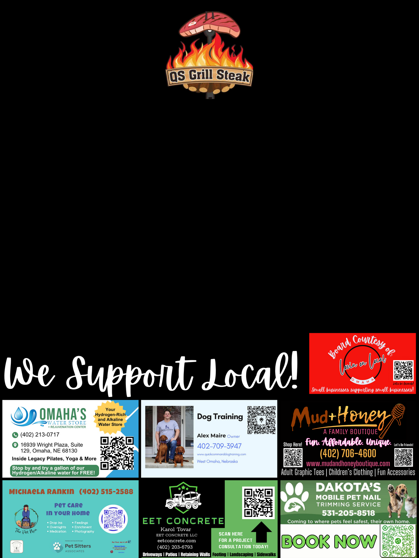 Support Local Board Ad Space- Qs Steak Grill