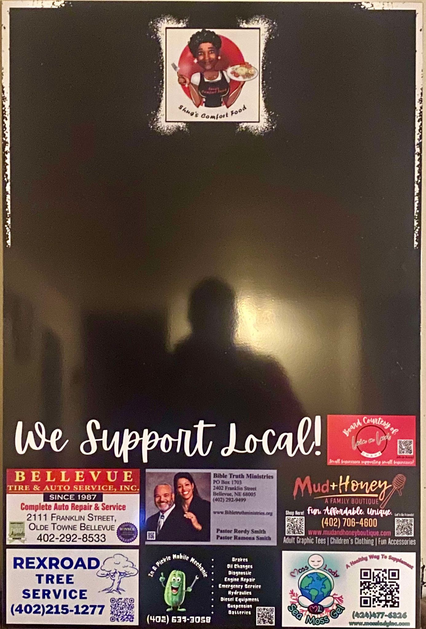 Shug's Comfort Food Support Local Board